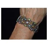 Sterling Cuff Bracelet w/ Semi-Precious Stones