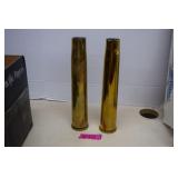2-Brass Artillery Shell Casings WWII 40MM