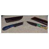 Two Fixed Blad4e Knives w/ Colorful Handles &