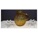 Crystal Lotus Candle Holders & Vtg. Anchor Hocking