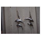 Double Dolphin Dangle Earrings
