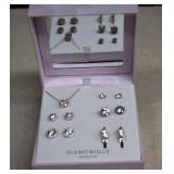 NIB Diamonique Sterling Silver Jewelry Set