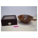 Wood Humidor & Wooden Salad Bowl & Utensils