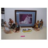 Ceramic Native American Statues & Framed Print