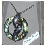 Silver Tone Chain/Abalone Pend. by Wild Pearle