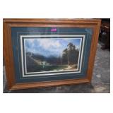 Mountain Print w/Oak Frame 58x46. Very Heavy