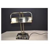 Vintage Brass Desk Lamp With Outlets & Phone Jack
