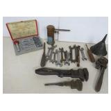 Assorted Vtg Oil Can, Wrenches and Socket Set