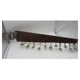 Vtg. Handsaw Coat Rack Made w/Forks - 28' Long