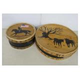 Two Wooden Storage Boxes w/Leather Bottom