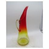 MCM Amberina Crackle Swung Glass Pitcher - 12'