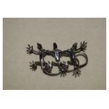 Sterling Trio Gecko Brooch   Marked DRS