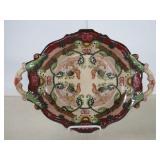 Vtg. Handpainted Ironstone Chinese Rooster Platter