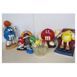 Six Vintage m&m Dispensers and Bowl