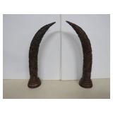 Pair of Carved Asian Dragon Motif Resin Tusks -15'
