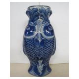 15' Asian Blue and White Fish Vase