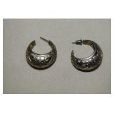Silver Color Floral Hoop Earrings
