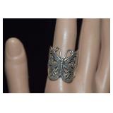 Sterling Butterfly Ring  Sz 8-1/4