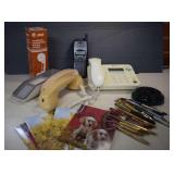 Lot Of Vintage Office Phone, Pens, Phone Handsets