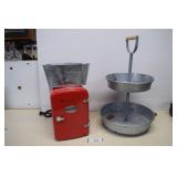 Six Can Mini Fridge, Tin Planter & Tin Display
