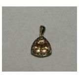 Gold Tone Pendant w/ Yellow Trillion Stone