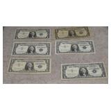 (5) 1957A, (1) 1957B $1 Silver Certificates