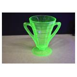 Vintage Vaseline Glass Open Sugar Bowl