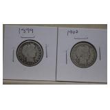 1899 & 1900 Barber Silver Quarters