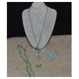 Southwest Turquoise Look Necklace, Earrings &