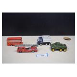 Tonka Dump Truck, Corgi Bus, Tootsie Armored Car &