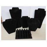 Six Velvet Jewelry Stand and 18-Ring Holder