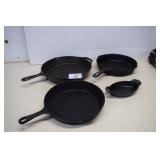 Four Cast Iron Skillets