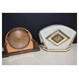 Vtg. Art Deco Clock & Mantel Clock (Broke Glass),