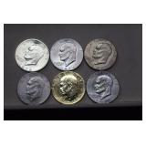 (6) 1972S to 1977D Mix Eisenhower Dollars