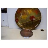 Vintage Copper Wall Plate & Large Decorative Plate