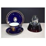 Copenhagen L.E. Dishes & Art Glass Oil Lamp