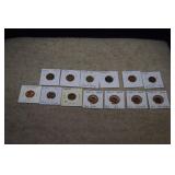 (13) Wheat Pennies in Flips  1910 to 1958D Mix