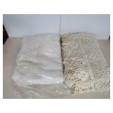 Two Vintage Crocheted Linens - Some Brown Spots