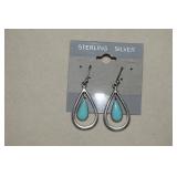 Sterling Dangle Turquoise Earrings  Marked SX