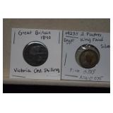 1840 Great Britain Silver Shilling&1923H Egypt