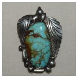 Sterling Turquoise Pendant    Marked R