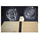 Two Vintage 1972 & 75 Crystal Lalique Plates With