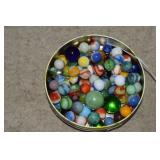 Metal 1983 Avon Box w/ Marbles - Some Glow