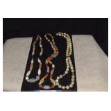 Three Polished Stone Beaded Necklaces