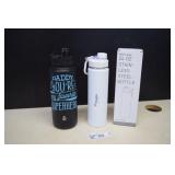 Two Large Stainless Steel Drink Bottles
