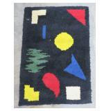 Vtg. Modernist Geometric Latch Hook Rug 44x31'