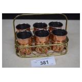 Hammered Copper Shot Glass Set w/Caddy. Moscow