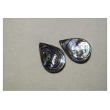 Alpaca Silver Tear Drop Clip Earrings w/ Abalone