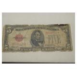 1928B $5 US Note  Red Seal  Julian/Morganthau Jr