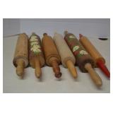 Vintage Wooden Rolling Pins Floral & Strawberry